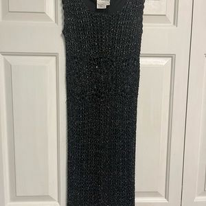 Vintage Rimini by Shaw Black/Silver Metallic Dress Size 2